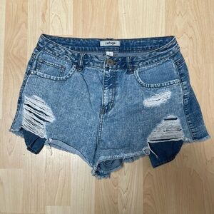 High Waist Stretch Denim Shorts